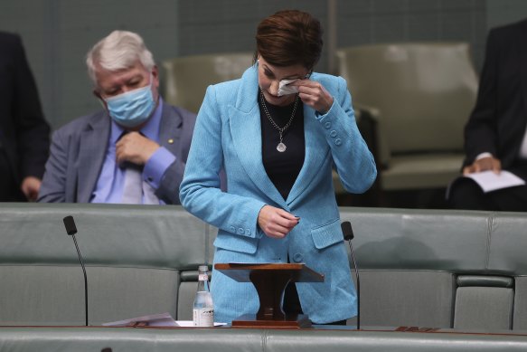 Liberal MP Nicolle Flint delivers her valedictory at Parliament House in Canberra on Wednesday.