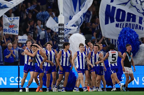 The Roos romped to victory over Port Adelaide on Sunday.