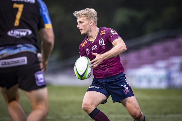 Tom Lynagh playing for the Queensland Reds in a trial against the Western Force.