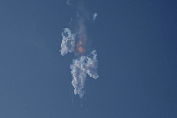 SpaceX’s Starship after launching in Texas.