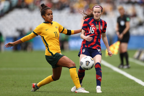 Rose Lavelle against Australia in 2021.