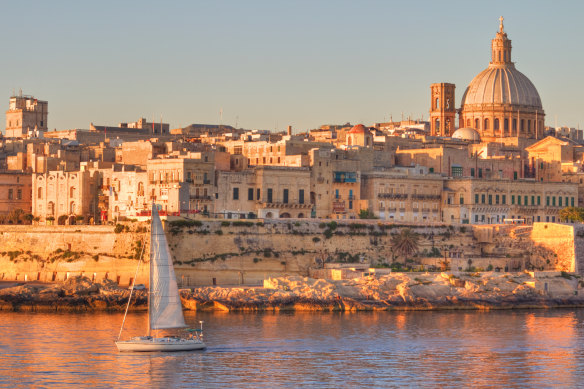 The golden glow of Malta’s capital Valletta. 