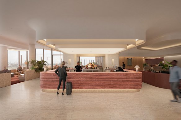 David Caon design features in the new international business class lounge in Sydney.