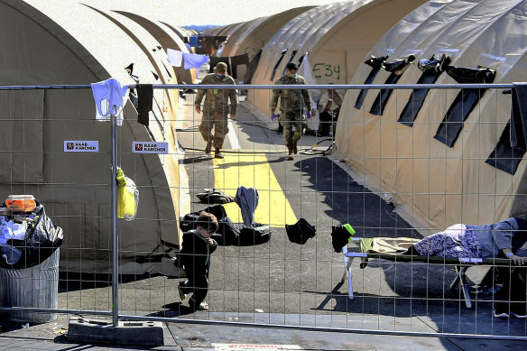 An Afghan refugee camp at the US military base in Ramstein, Germany in 2021, after the US exit from Kabul.