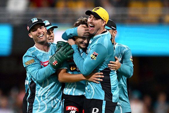 The Brisbane Heat in action in the BBL.