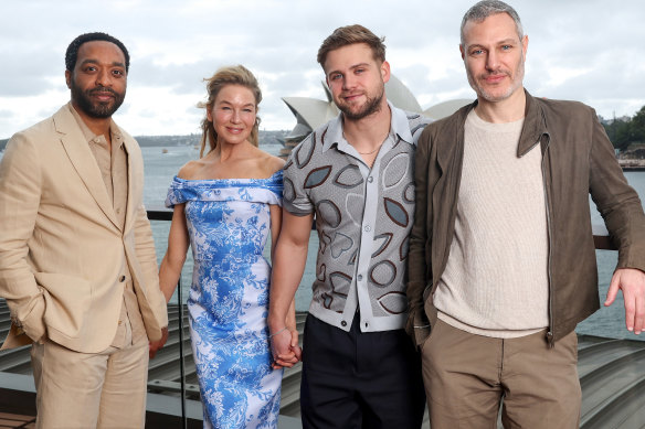 Chiwetel Ejiofor, Renee Zellweger, Leo Woodall and Michael Morris in Sydney for the Australian premiere of Bridget Jones: Mad About The Boy. 