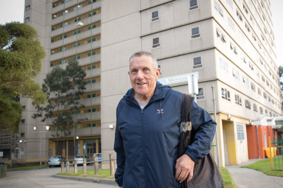 Brian, a resident at the Melrose Street tower, was happy to be leaving the building for the first time in five days this morning.