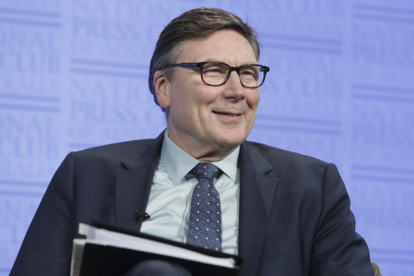 David Thodey during a panel discussion at the National Press Club.