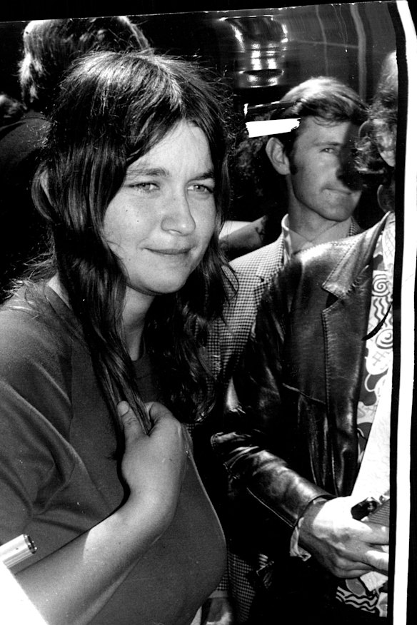 Wendy Bacon outside court after being convicted of setting, delivering or possessing an obscene or indecent publication;  the November 1970 issue of Tharunka. 
