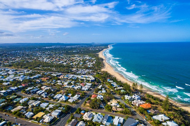 Coastline at Dicky Beach in Caloundra on Queensland's Sunshine coast