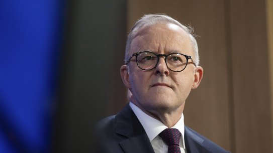 Prime Minister Anthony Albanese during his speech at the National Press Club.