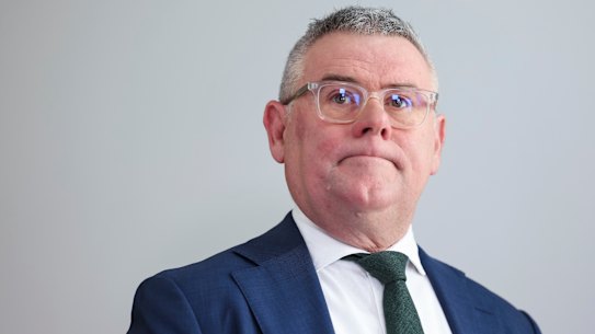 Environment Minister Murray Watt speaking at Parliament House on Monday morning.