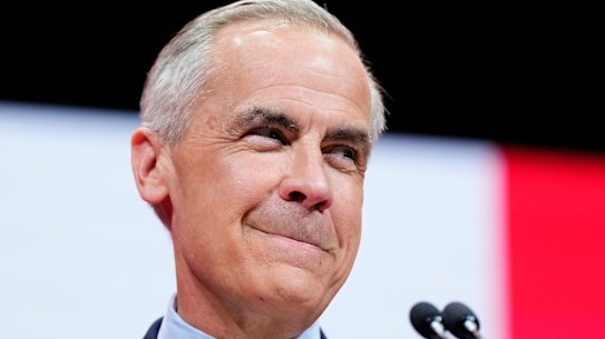 Canadian Prime Minister Mark Carney addresses supporters after his Liberal Party won the Canadian election, in Ottowa, Ontario, on Tuesday.