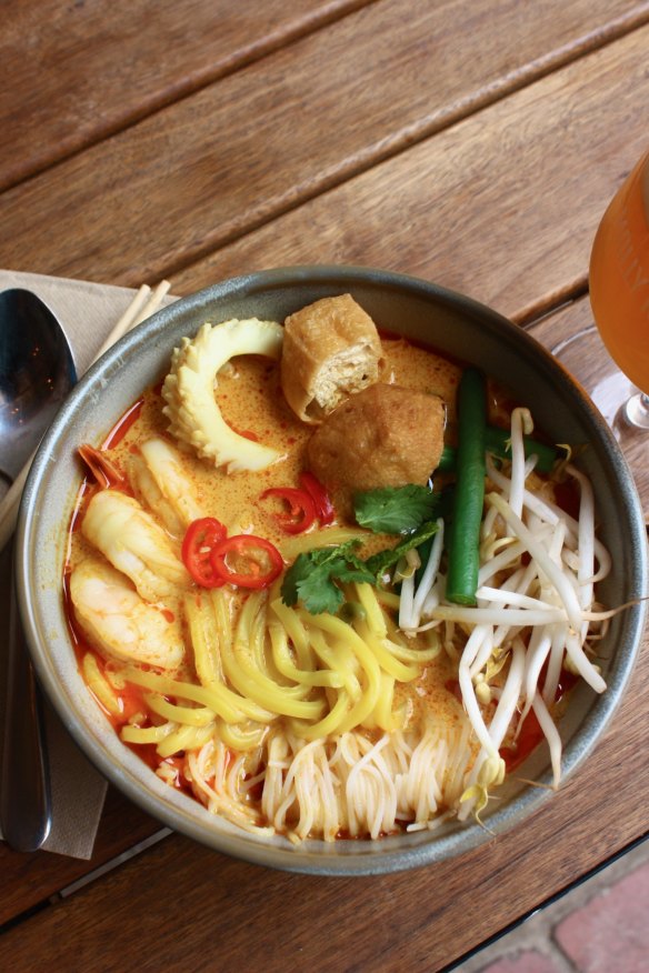 Choose from seafood or vegan laksa.