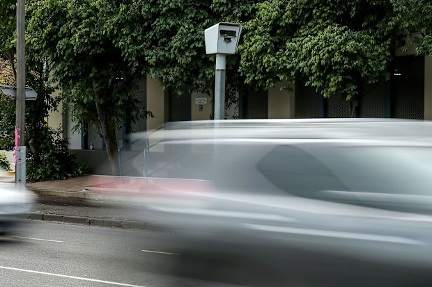 General view of a fixed speed camera.