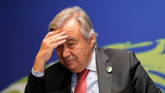  António Guterres attending COP26 climate talks in Glasgow last year.