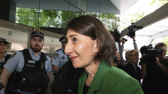 Former NSW premier Gladys Berejiklian outside the ICAC this morning.