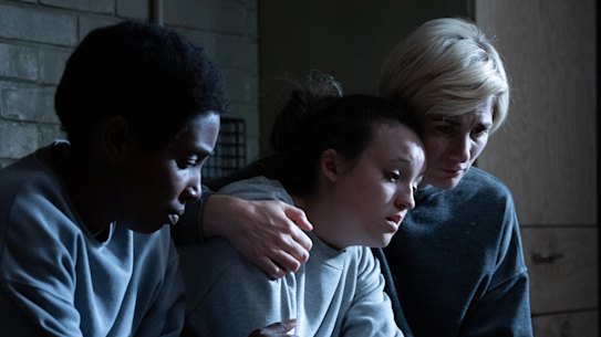 Tamara Lawrance, Bella Ramsey  and Jodie Whittaker in the second series of Time.