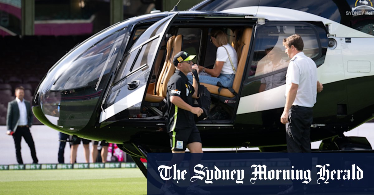 Off to a flyer: Warner lands at SCG for Big Bash derby