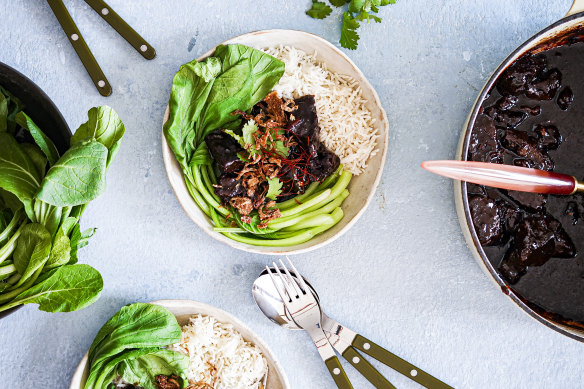 Serve this sticky lemongrass beef with steamed rice and greens.