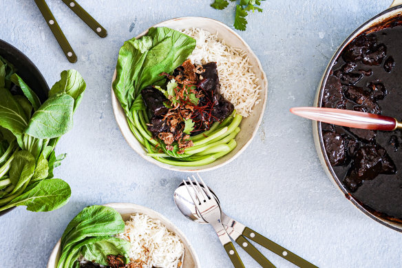 Serve this sticky lemongrass beef with steamed rice and greens.