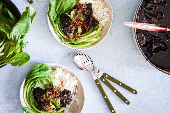 Serve this sticky lemongrass beef with steamed rice and greens.