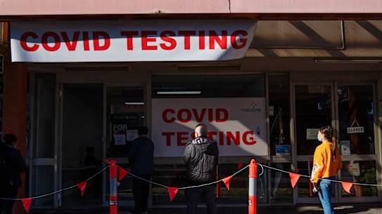 Campsie COVID-19 testing clinic, during Sydney’s Lockdown. COVID-19 Coronavirus. 4th July 2021 Photo Louise Kennerley SMH