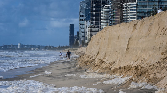 Erosion at Surfers Paradise Beach on the Gold Coast.