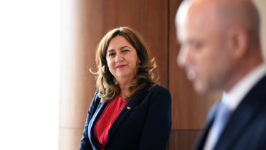 Queensland Premier Annastacia Palaszczuk with Chief Health Officer John Gerrard.
