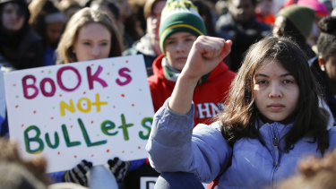 US students rally outside the White House in March 2018 to protest gun violence.