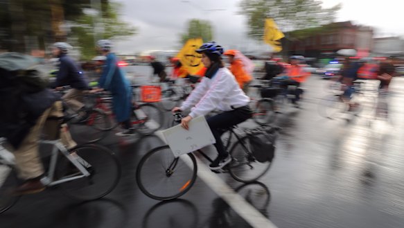 Extinction Rebellion protesters on Wednesday morning.