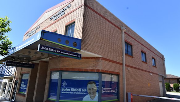 Mr Sidoti’s electorate office in Five Dock.
