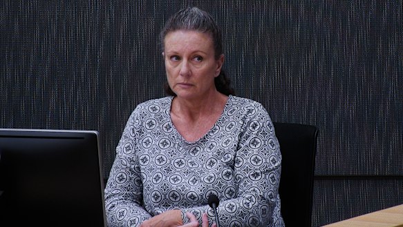 Kathleen Folbigg appears via video link during a convictions inquiry on Wednesday. 