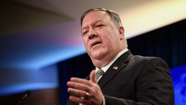 US Secretary of State Mike Pompeo announces the restrictions at the State Department in Washington.