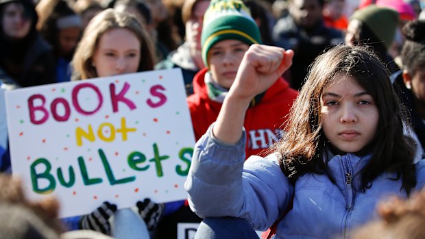 US students rally outside the White House in March 2018 to protest gun violence.