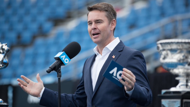 Todd Woodbridge speaks at the Australian Open launch on Tuesday.