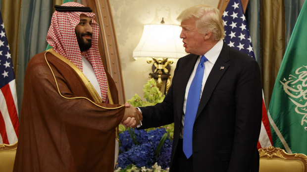 Alliance: US Pesident Donald Trump shakes hands with Mohammed bin Salman in Riyadh in May 2017.