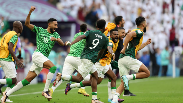 Party time begins for the Saudi squad.