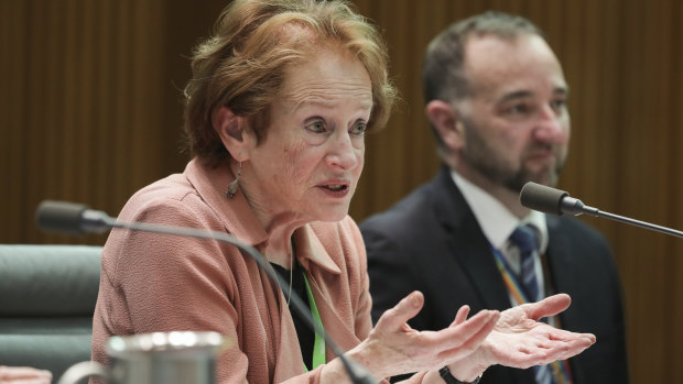 Inspector-General of Intelligence and Security Margaret Stone during a Senate estimates hearing at Parliament House in Canberra, 2019. 
