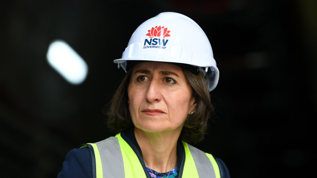 NSW Premier Gladys Berejiklian during a tour of the Sydney Metro site at Marrickville on Thursday.

