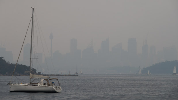 Bushfire smoke haze blanketed Sydney again on Sunday.