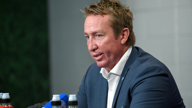 Play on: Trent Robinson wants to see attacking sides given the benefit of the doubt when line-ball passes are thrown. 