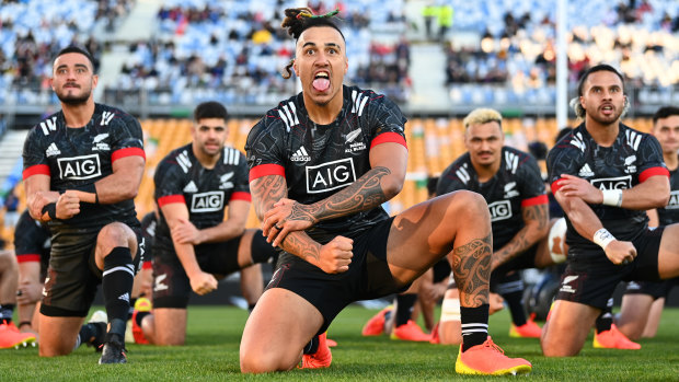 Wainui performs the haka during the Test match between the Maori All Blacks and Manu Samoa in July.