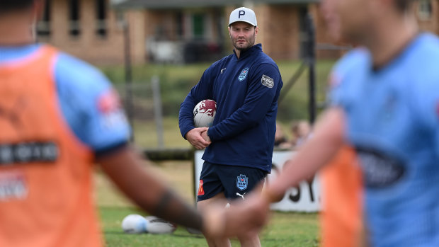 Boyd Cordner runs his eye over NSW Origin training.