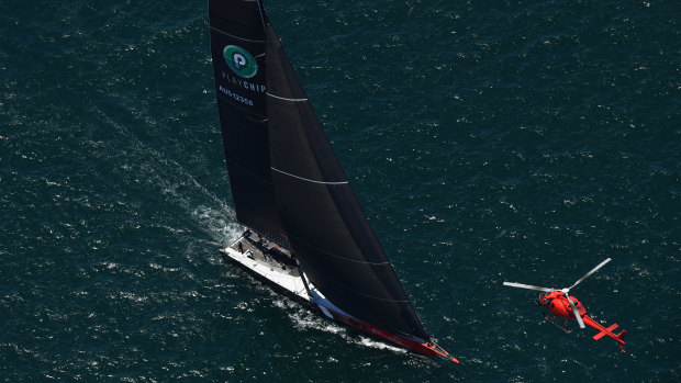 Jostling: Comanche had re-taken the lead in a hotly contested Sydney to Hobart on Thursday morning.