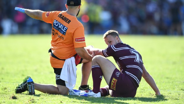 Desolate: Daly Cherry-Evans' Origin captaincy hopes may be in tatters after an injury during Manly's win over Cronulla.