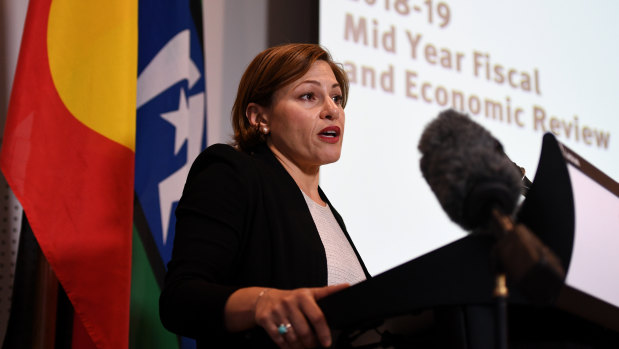 Queensland Treasurer Jackie Trad delivers the mid year budget review on Thursday.