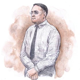A sketch of Bradley Edwards, drawn during his sentencing on December 23, 2020.