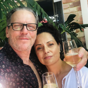 Marissa Deniese and fiance Serge on the day they were supposed to be married, celebrating in isolation with some champagne.