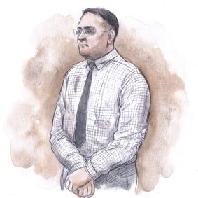 A sketch of Bradley Edwards, drawn during his sentencing on December 23, 2020.